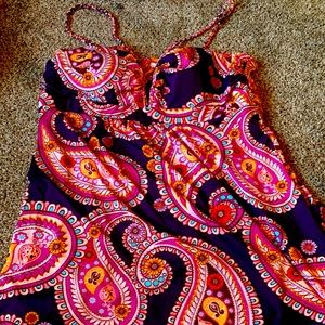 Paisley flower print tank top blouse shirt size XL no boundaries brand stretch